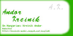 andor kreinik business card